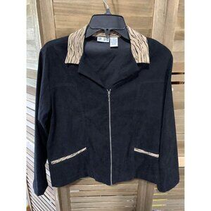 Vintage Sun River Blazer Jacket Womens Size Small Black Zip Closure